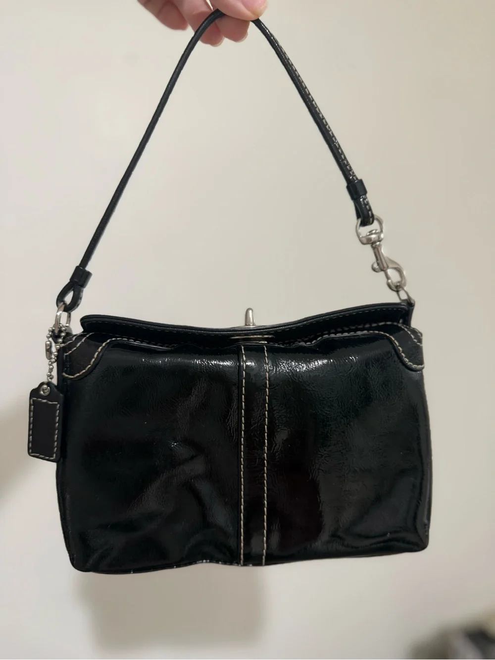 Coach Turnlock Wristlet- Gloss Black